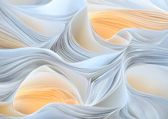 Poster - Abstract paper waves creative studio digital art soft tones close-up view flowing forms for artistic inspiration	