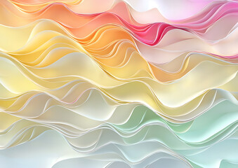 Poster - Abstract paper waves creative studio digital art soft tones close-up view flowing forms for artistic inspiration	