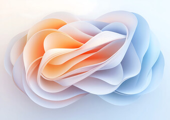 Poster - Abstract paper waves creative studio digital art soft tones close-up view flowing forms for artistic inspiration	