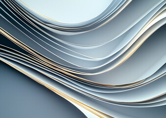 Poster - Abstract paper waves creative studio digital art soft tones close-up view flowing forms for artistic inspiration	