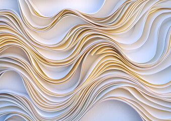 Poster - Abstract paper waves creative studio digital art soft tones close-up view flowing forms for artistic inspiration	