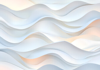 Poster - Abstract paper waves creative studio digital art soft tones close-up view flowing forms for artistic inspiration	
