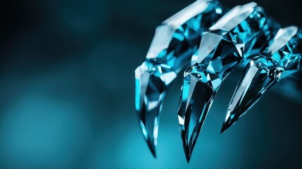 Poster - Sharp crystal claws in blue light on dark background