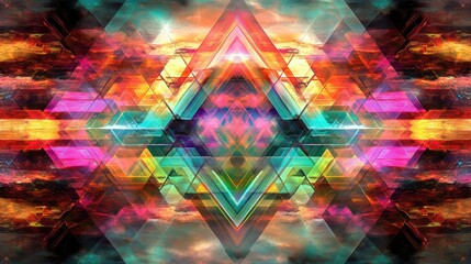  - Abstract Vibrant Digital Artwork with Geometric Patterns and Colorful Light Reflections, Perfect for Backgrounds, Textures, and Design Elements in Modern Projects