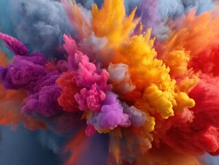 Aufkleber - Explosive Burst of Vibrant Colors in a Stunning Cloudlike Formation for Abstract Backgrounds and Modern Design Aesthetic