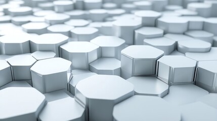 Poster - Abstract geometric pattern of overlapping hexagonal prisms.