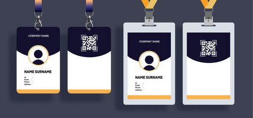 company id card clipart template set. office identification badge clip art collection for employees 