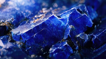 Poster - Close-Up of Iridescent Blue Mineral Crystals with Intricate Texture and Sparkling Highlights Capturing Natural Beauty and Geological Intricacies