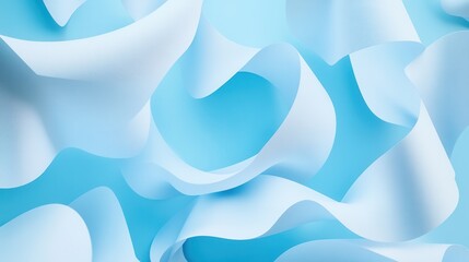 Poster - Abstract light blue flowing ribbons