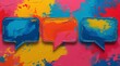 © Prime path 515 - Three vivid chat icons in artistic paint style over a lively background, symbolizing conversation, expression, messaging, and digital interaction in a unique visual