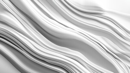 Poster - Abstract, wavy folds of white fabric.