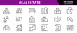 © oneflock - Real Estate minimal thin line web icon set. Included the icons as realty, property, mortgage, home loan and more. Outline icons collection. Simple vector