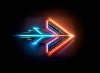 Aufkleber - A vibrant, glowing neon arrow against a dark background suggests direction and movement.  The dynamic design uses contrasting colors, creating a futuristic and digital art feel.