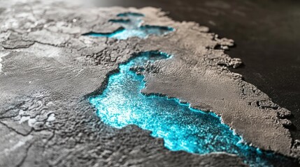 glowing river map detail, dark background, art