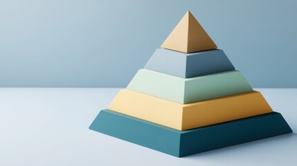 Poster - Paper pyramid model demonstrating layers hierarchy with visual representation for business and marketing strategy