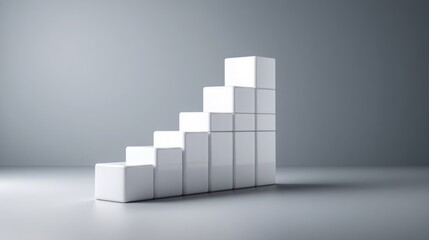 Poster - White cube with graph design illustrating bar chart icon for data analysis and business performance metrics concepts