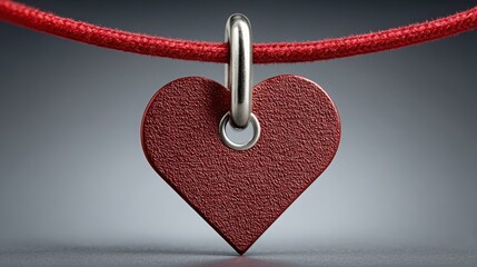Poster - Red heart hanging from a red string representing emotion and connection in branding and consumer relationships