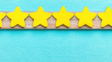 Poster - Five bright paper stars on a wooden stick hovering over a product box representing quality and excellence in branding