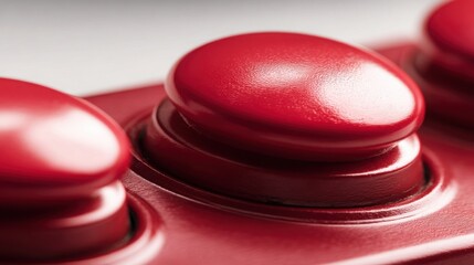 Poster - Vibrant red game controller featuring distinct button row with one button pushed representing a chosen path concept