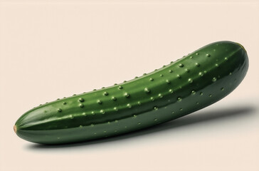 Aufkleber - A single, vibrant green cucumber rests on a pale background, showcasing its smooth skin and dark green bumpy texture.  Its fresh appearance suggests health and crispness.