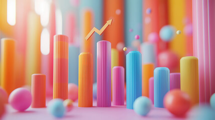 Poster - Revenue and profit growth shown on business graph with hovering arrow for success trend
