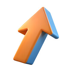 Poster - 3D Orange Upward Arrow Icon - Growth, Success, Direction PNG


