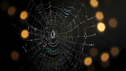 Glowing Spider Web Minimalist Wallpaper

