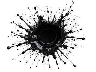 Poster - Black liquid circular splash isolated over png transparent background