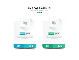 Fototapete - Vector Infographic label design template with icons and 2 options or steps.