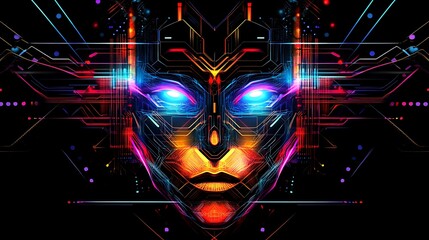 Poster - Cybernetic Face: A Symphony of Light and Circuits