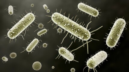 Poster - Detailed 3D Rendering of Diverse Bacterial Cells Categorized by Genus in Scientific Visualization for Educational and Research Purposes