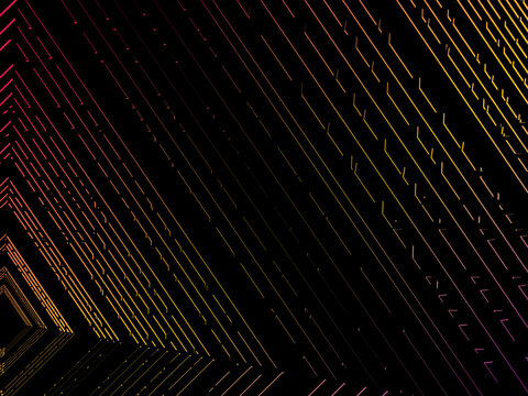 Colorful lines on black background.  Vector minimal line background with text for social media covers, headers, etc.