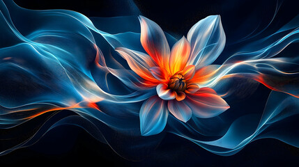 Poster - Abstract floral design with vibrant color and flowing lines.