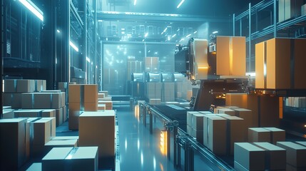 Poster - A high-tech packaging system using robotics to streamline operations.