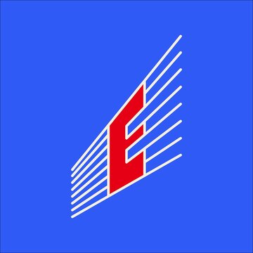 E letter logo with white Stripes