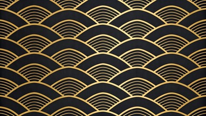 Poster - Elegant golden wave pattern on a dark background, radiating luxury and sophistication with a subtle textured effect.