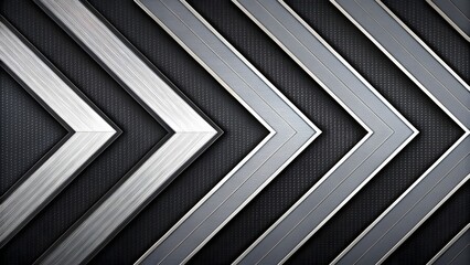 Aufkleber - Sleek silver arrows pointing towards a bright future on a dark textured background with metallic sheen.