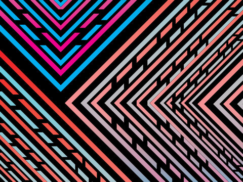 Colorful lines on black background.  Vector minimal line background with text for social media covers, headers, etc.