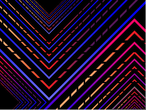 Colorful lines on black background.  Vector minimal line background with text for social media covers, headers, etc.