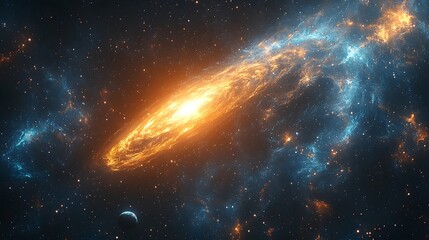 Wall Mural - colorful cosmic comet streaks across a swirling galaxy background