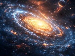 Poster - Cosmic dance of colliding galaxies vibrant starbursts and colorful planets