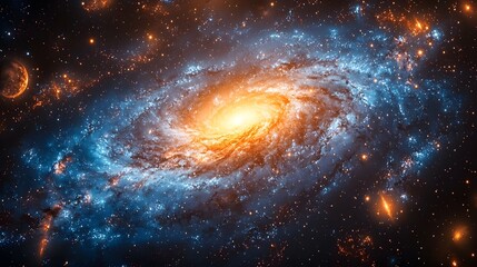 Poster - mesmerizing swirling galaxy with vibrant celestial displays