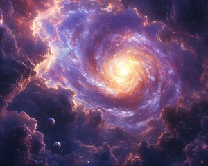 Wall Mural - captivating swirling cosmic galaxy in deep purple skies