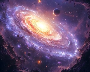 Poster - Captivating Cosmic Spiral Galaxy Scene