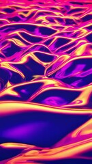 Wall Mural - Wavy Liquid Surface Animation. Purple, Yellow and Blue Metallic Texture. Abstract Background.