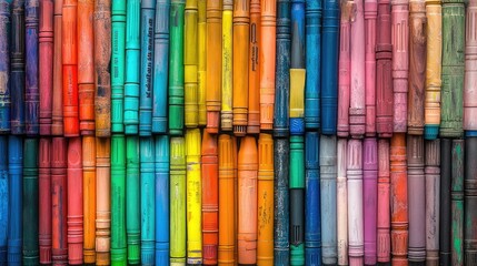 Poster - A fresh set of multicolored markers and pens arranged in neat rows, symbolizing the tools of creativity and leaving plenty of space for text