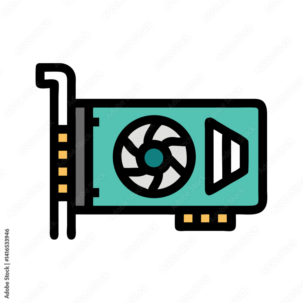 Graphics Card with Sound Output Icon Representing Multimedia ...