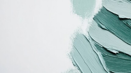 Poster - Paintbrush strokes in varying shades of blue and green on a white canvas, symbolizing creative exploration and clean space for design