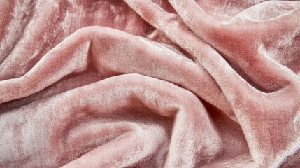 Poster - Soft blush pink velvet background with gentle folds and warm golden light offering luxury with space for text