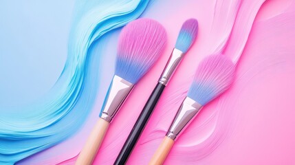 Poster - Soft pastel gradient on a clean surface with abstract brush strokes, symbolizing creativity and leaving room for artistic text